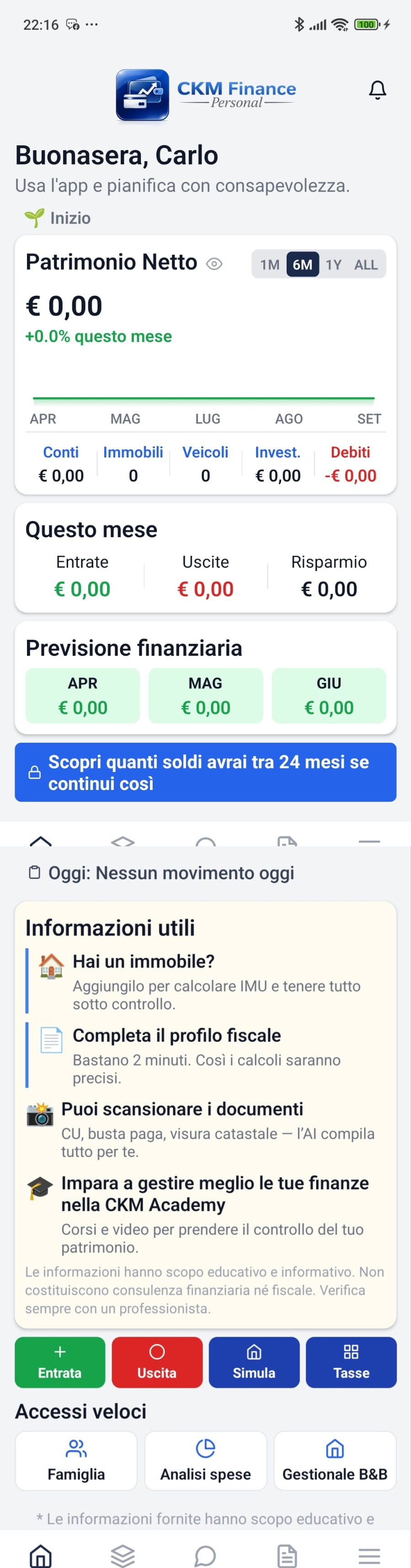 CKM Finance Personal — Dashboard Home